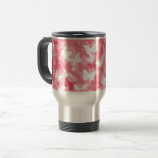 Caneca Térmica Camuflagem de borboletas rosa