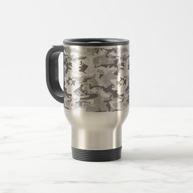 Caneca Térmica Camuflagem de Cinzas de inverno, Militar, Exército (Frente Esquerda)