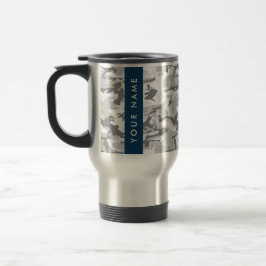 Caneca Térmica Camuflagem de Cinzas de neve de inverno Seu nome p