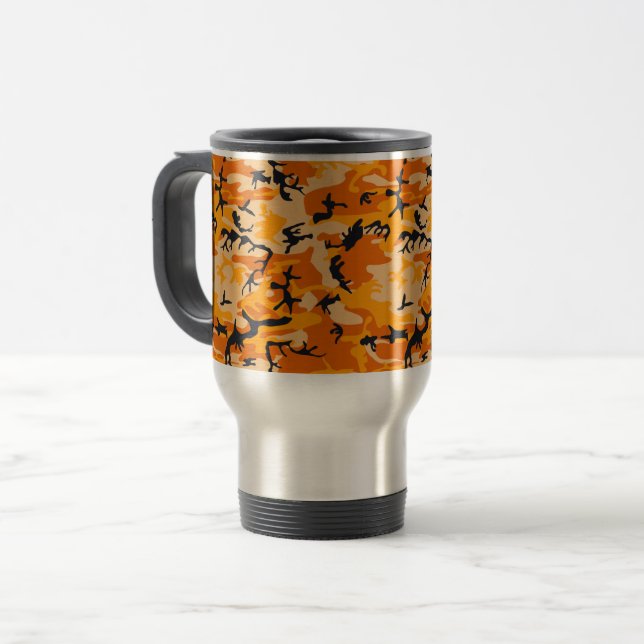 Caneca Térmica Camuflagem Laranja, Militar, Exército (Frente Esquerda)