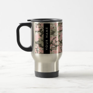 Caneca Térmica Camuflagem Rosa e Verde Personalize seu nome