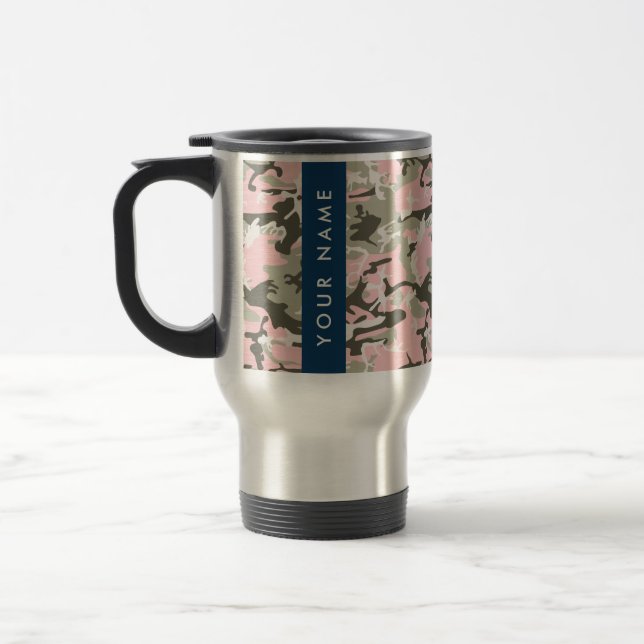 Caneca Térmica Camuflagem rosa e verde Seu nome personaliza (Esquerda)