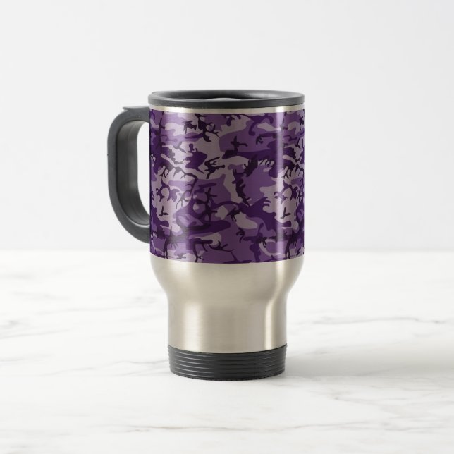 Caneca Térmica Camuflagem Roxa, Militar, Exército (Frente Esquerda)