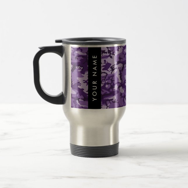 Caneca Térmica Camuflagem Roxa Personalize seu nome (Esquerda)
