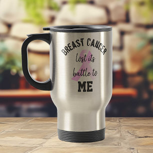 Caneca Térmica Cancer da mama perdeu a batalha para mim Sobrevi