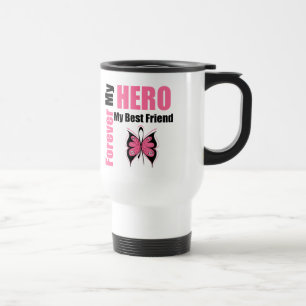 Caneca Térmica Cancro da mama para sempre meu herói meu melhor