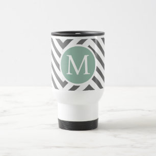 Caneca Térmica "Caneca de viagem Personalizada de Mint Chevron"