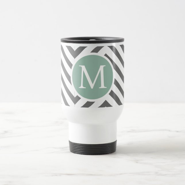Caneca Térmica "Caneca de viagem Personalizada de Mint Chevron" (Centro)
