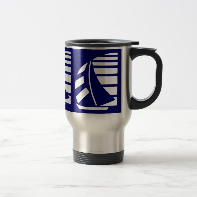 Caneca Térmica Canhão de veleiro azul e branco (Direita)