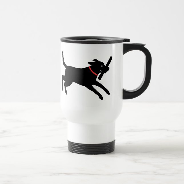 Caneca Térmica Cão bonito preto brincalhão de labrador retriever (Direita)