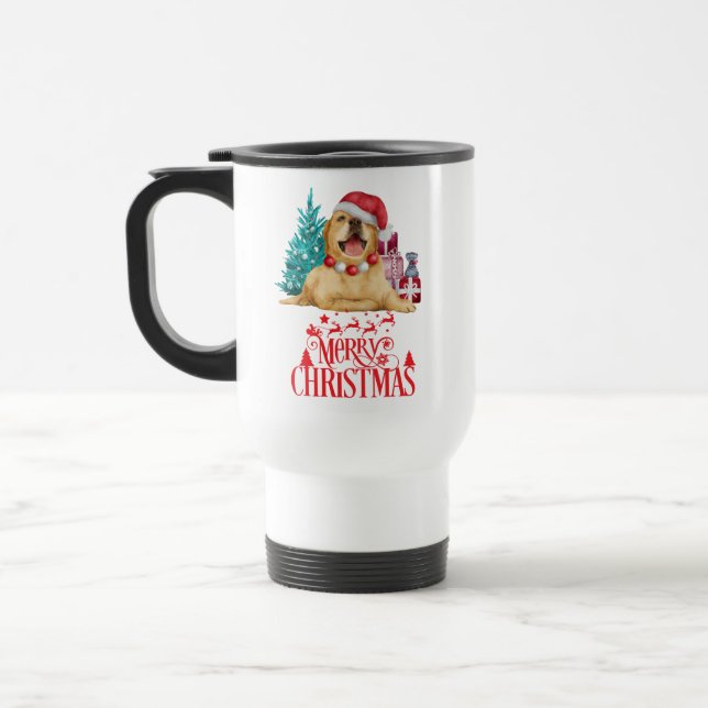 Caneca Térmica Cão de natal bonito (Esquerda)