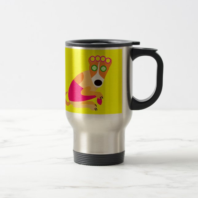 Caneca Térmica Cão engraçado dos termas nos encrespadores (Direita)