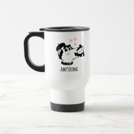 Caneca Térmica Cão-Poodle Francês Vestindo nome personalizado Ber