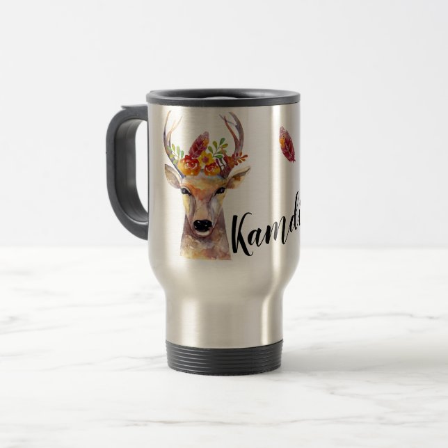 Caneca Térmica Cãozinho de café de 15 onças personalizado Buck (Frente Esquerda)