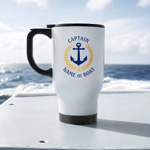 Caneca Térmica Capitão Boat Name Anchor Dourado Style Laurel Mar