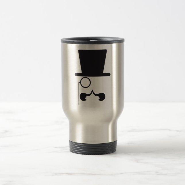 Caneca Térmica Cara com o eyeglass do chapéu, do bigode e do (Centro)