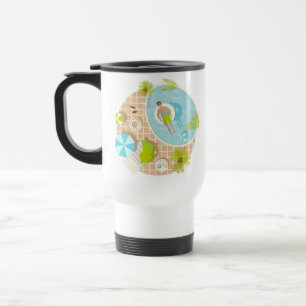 Caneca Térmica Cara de natação na praia tropical de verão
