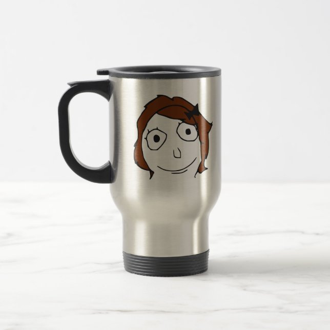 Caneca Térmica Cara Meme da raiva do cabelo de Derpina Brown (Esquerda)