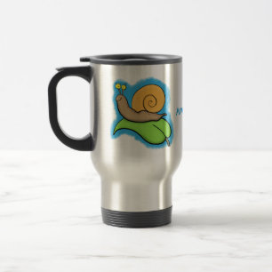 Caneca Térmica Caracol bonito e feliz numa ilustração de desenh