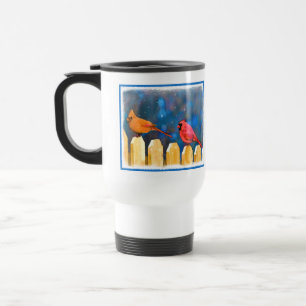 Caneca Térmica Cardeais na pintura de cerca - Arte original