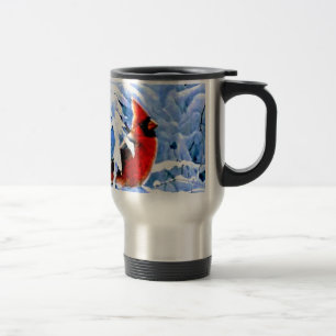 Caneca Térmica Cardeal Vermelho Na Neve De Inverno