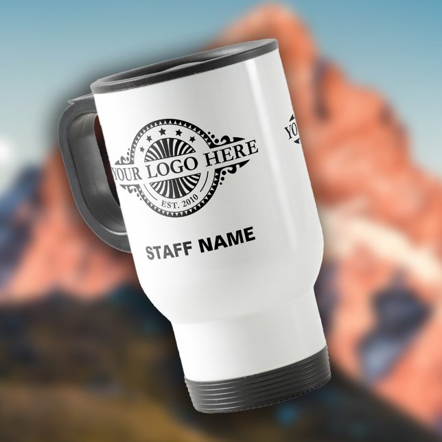Caneca Térmica Carregamento de Logo, Nome do Funcionário, Branco  (Criador carregado)