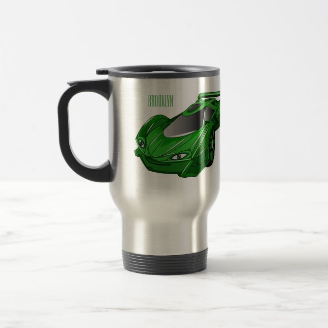Caneca Térmica Carro desportivo verde com ilustração aerofoil (Esquerda)