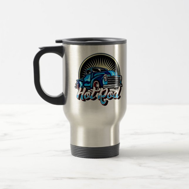 Caneca Térmica Carro Muscular Clássico de Ar Quente Azul (Esquerda)
