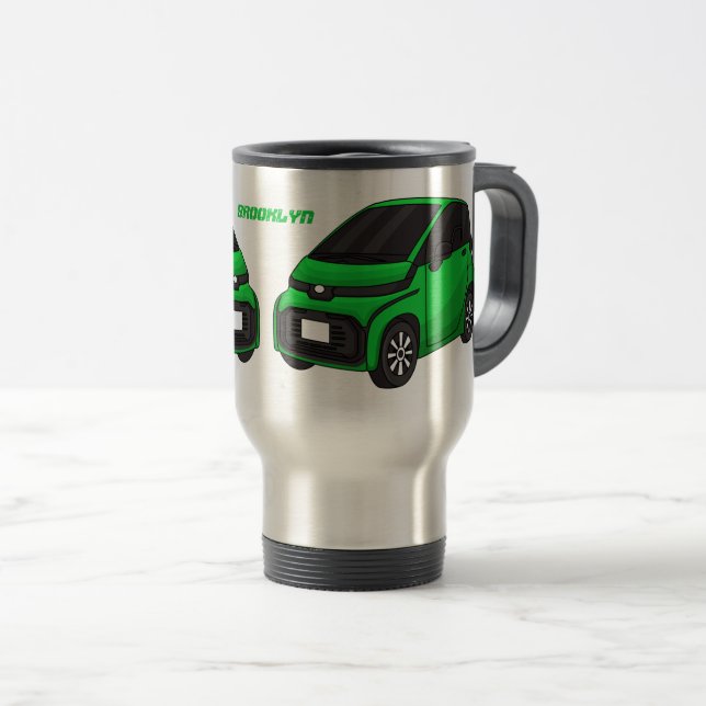 Caneca Térmica Carro pequeno verde fofo (Frente Esquerda)