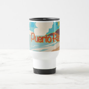 Caneca Térmica Cartaz de Viagem Antigo de Porto Rico