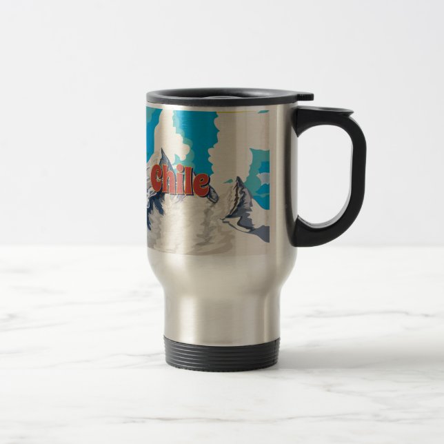 Caneca Térmica Cartaz de Viagem Antigo do Chile (Direita)