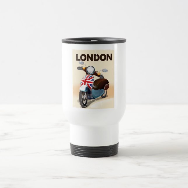 Caneca Térmica Cartaz de viagem de scooter vintage Londres union  (Centro)