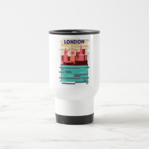 Caneca Térmica Cartaz de viagem no horizonte de Londres.