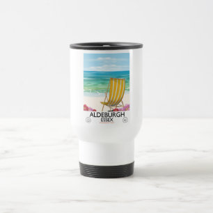 Caneca Térmica cartaz de viagem para a praia de Aldeburgh Essex