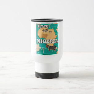 Caneca Térmica Cartaz de viagem vintage da Nigéria.