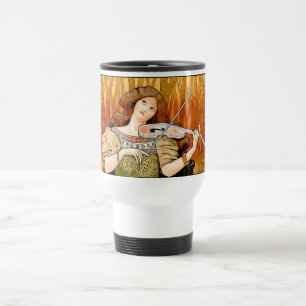 Caneca Térmica Cartaz de Violino Art Nouveau Vintage   Música Ele