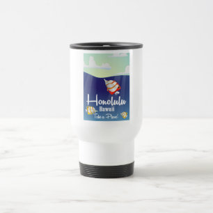 Caneca Térmica Cartaz do viagem dos desenhos animados de Havaí,