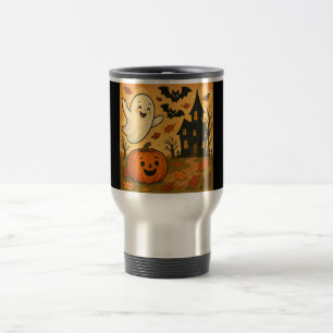 Caneca Térmica Cartografia de abóbora-fantasma do Dia das Bruxas