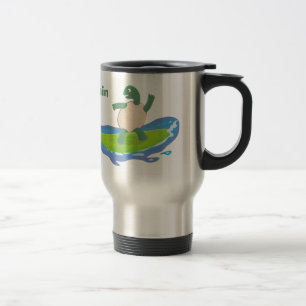 Caneca Térmica Cartografia de surfe de tartaruga engraçada