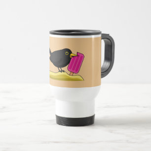 Caneca Térmica Cartoon Blackbird Comendo Um Sorvete