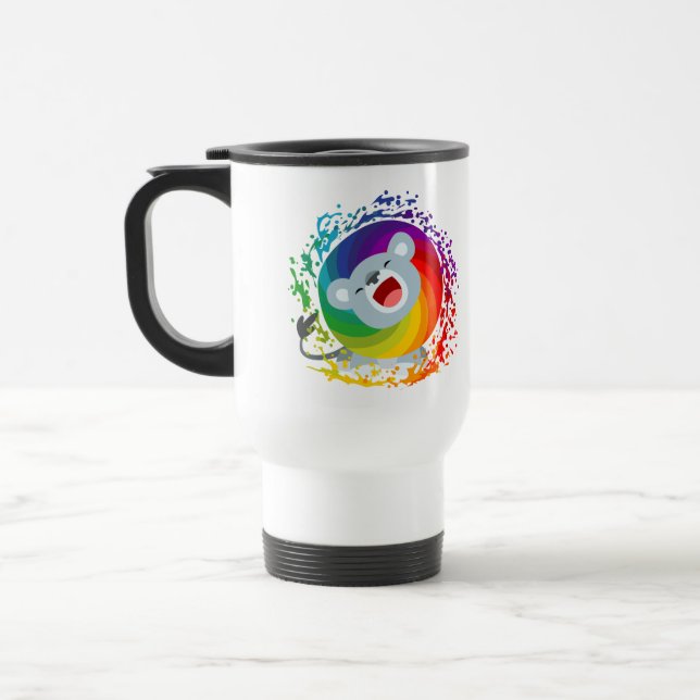 Caneca Térmica Cartoon Bonito Arco-Íris Branco Viagem ao trabalho (Esquerda)