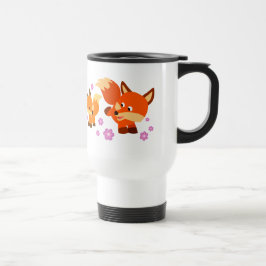 Caneca Térmica Cartoon Bonito Foxes Viagem ao trabalho