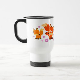 Caneca Térmica Cartoon Bonito Foxes Viagem ao trabalho
