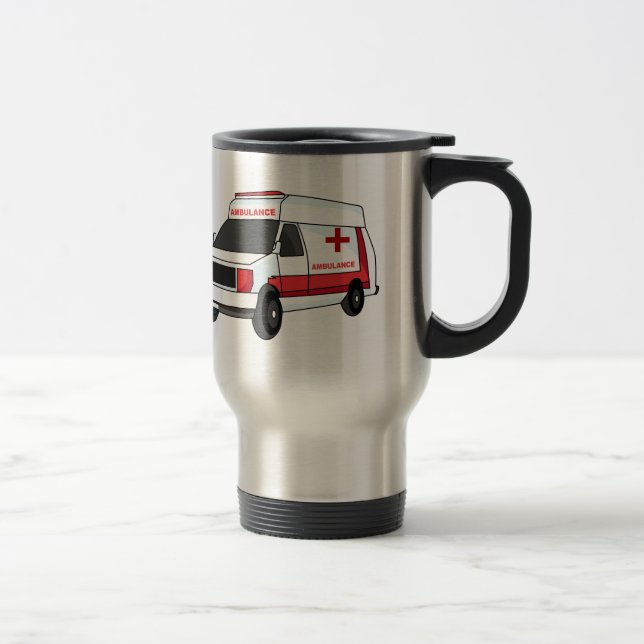 Caneca Térmica Cartoon de ambulância vermelha (Direita)