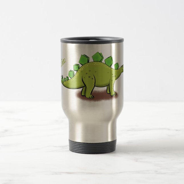 Caneca Térmica Cartoon de dinossauros de stegossauro engraçado (Centro)