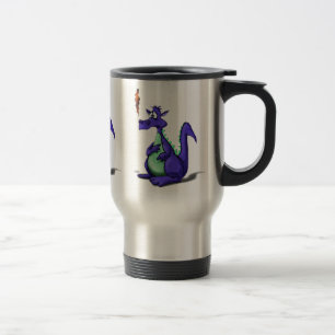 Caneca Térmica Cartoon de Dragão Roxo Preocupado