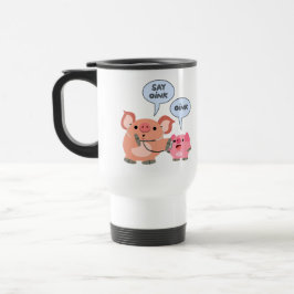Caneca Térmica Cartoon de porco e Viagem ao trabalho