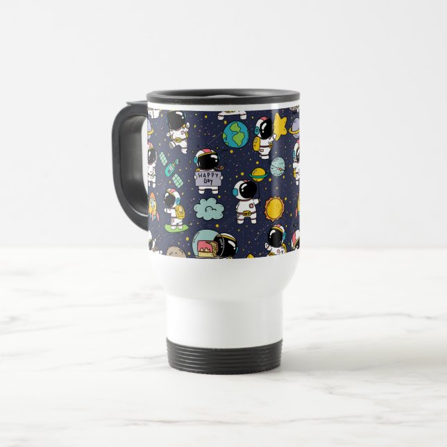 Caneca Térmica Cartoon espacial astronauta (Frente Esquerda)