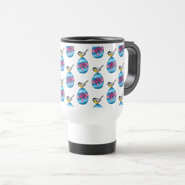 Caneca Térmica Cartoon Great Tit with Easter Egg (Frente Esquerda)