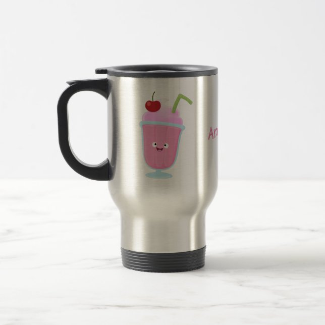 Caneca Térmica Cartoon sundae de sorvete de morango (Esquerda)